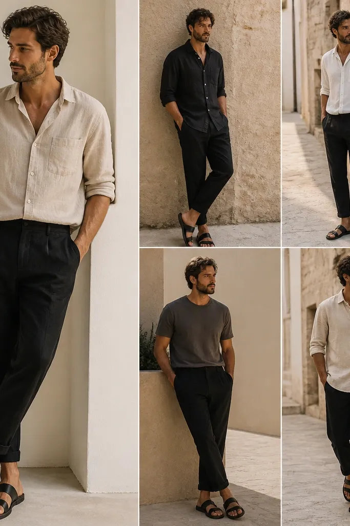 Budget black linen pants outfit men repeats